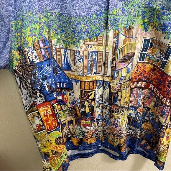 Guy Buffet French Village Café Silk Aloha Camp Shirt size L - Picture 2 of 4